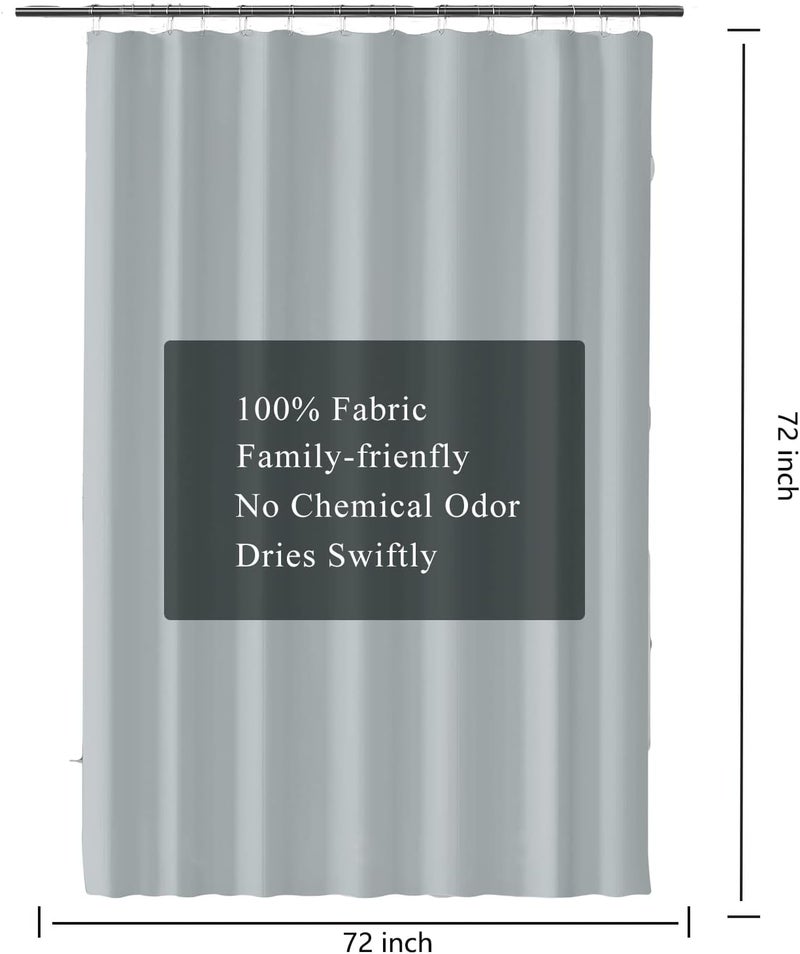LLSCL Grey Fabric Shower Curtain Liner with Bottom Counterweight, Waterproof Hotel Quality, 72 x 72 Machine Washable - Image 3